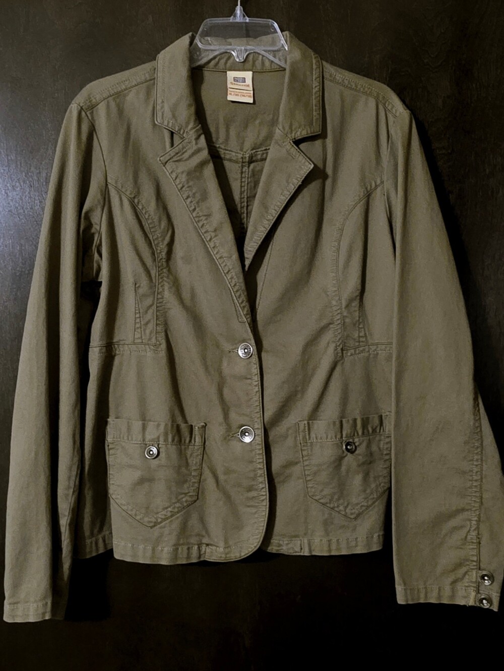 Faded Glory Uniform Green Utility Blazer Jacket Fine Corduroy Jr Size XL (16-18)